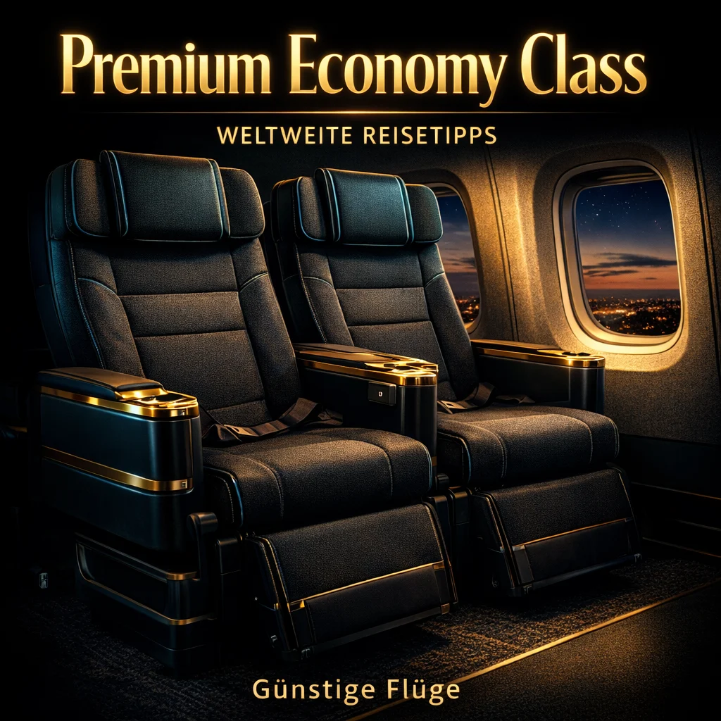 Premium Economy Class im Flugzeug