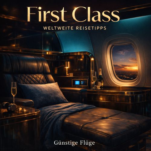 Luxuriöse First Class Flugzeugkabine mit Ausblick