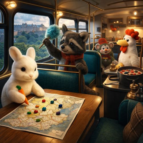 Stofftierfreunde reisen mit Landkarten