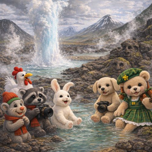 Die Vielfliegerbande am Wasserfall fotografierend