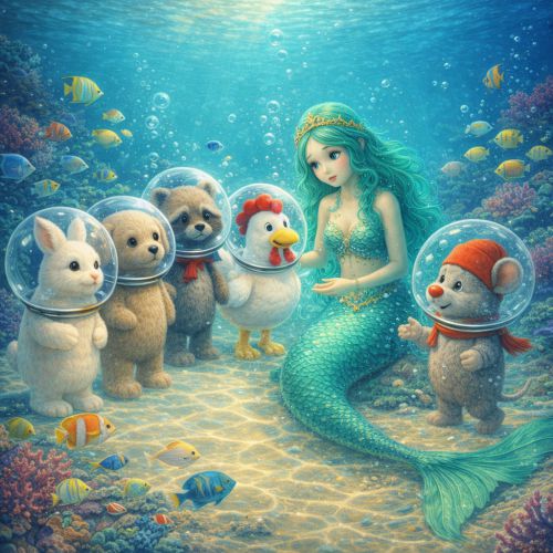 Meerjungfrau mit der Vielfliegerbande unter Wasser