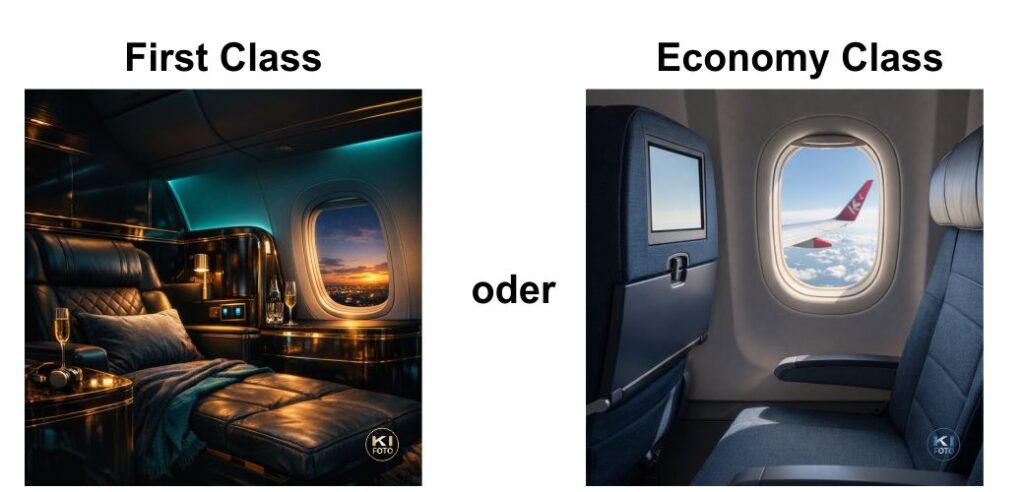 Reisen - Die idealen "Reise-Hacks" ab 2026 35 Erster Klasse vs. Economy Klasse
