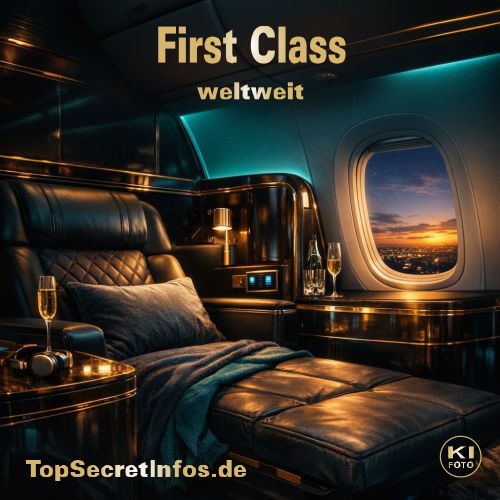 Reisen - Die idealen "Reise-Hacks" ab 2026 23 Luxuriöse First Class Flugzeugkabine mit Ausblick