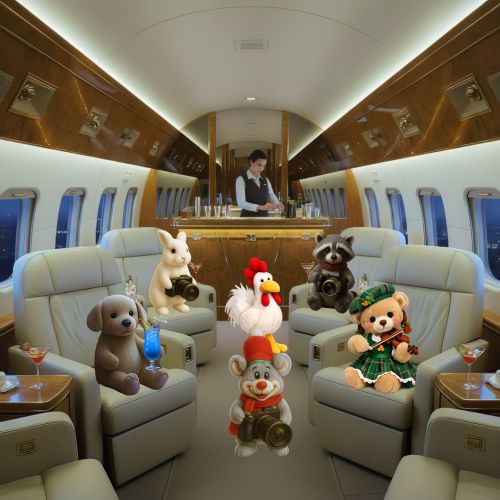 Tiere in einem luxuriösen Privatjet