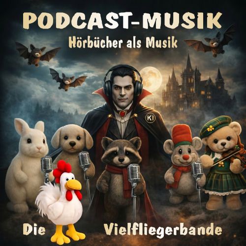 Tiercharaktere mit Mikrofonen und Musik